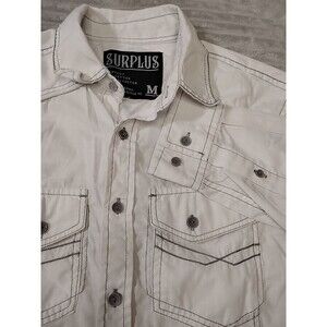 Surplus Mens White Button Up Long Sleeve Medium Western Formal Holiday Party